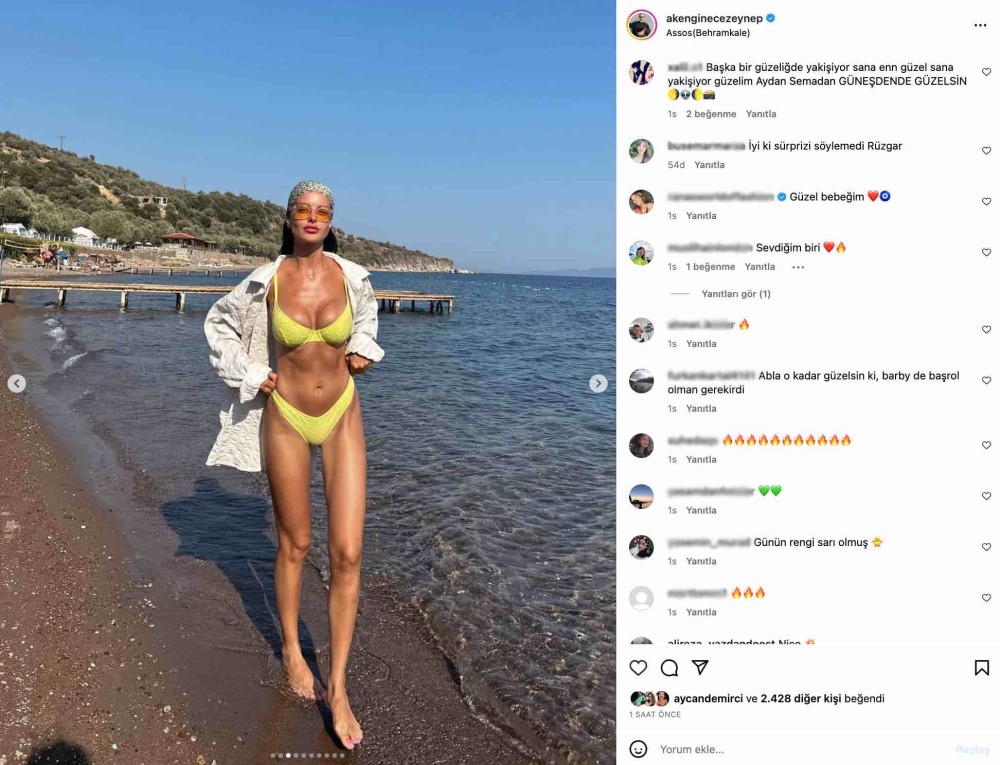 zeynep ece akengin in sari bikinili yaz paylasimi begeni topladi barbie de basrol olman gerekirdi